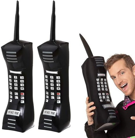 FUIPVGI 2 Pezzi Gonfiabile Palloncino Cellulare, Telefono Cellulare Gonfiabile, Giocattolo Gonfiabile Rock Star per Feste Anni '80 e '90, Stella per Feste Rock, Carnevali Musicali e Decorazioni (Nero)