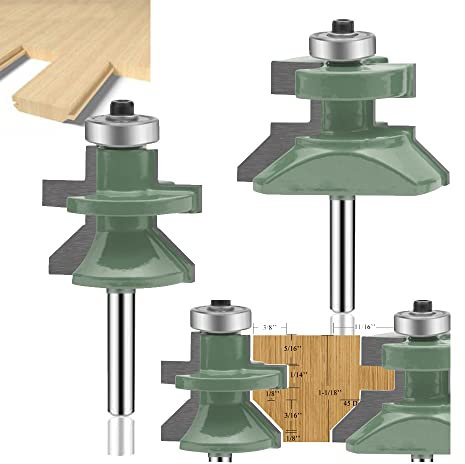 MAYLINE 1/4 Inch Shank Router Bits Sets 2 PCS, Woodwork Tongue Groove Rail Stile Milling Cutter Router Bit Set, Wood Cabinet Carbide CNC Cutting Tool for Door&Table Shelves(03)