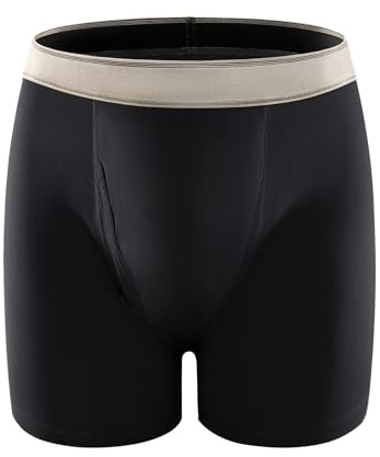 Boxers de Incontinencia para Hombre, Pantalones Protectores Lavables con Volumen de Orina Absorbente de 150 ml, Ropa Interior a Prueba de Fugas, Reutilizable, Algodón Suave (Negro, XL)