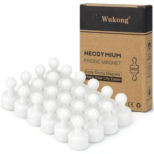 Wukong 24 Stück Stark Magnete für Magnettafel, Weiß Kleine Kühlschrank Magnete für Kühlschrank, Magnettafel, Büro, Pinnwand