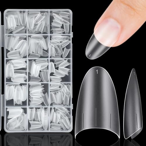 Kiiwah 300 Pièces Demi Capsules Ongles, Artificiel Faux Ongles Capsules avec Lignes de Positionnement French Acrylique Nail Extension Tips pour les Studios de Manucure et Home Nail Art