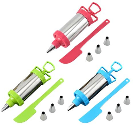 Seringue de décoration de gâteaux en métal - Kit de passepoil en acier inoxydable - Injecteur de remplissage de cupcakes - Outil professionnel de glaçage et de décoration pour la pâtisserie