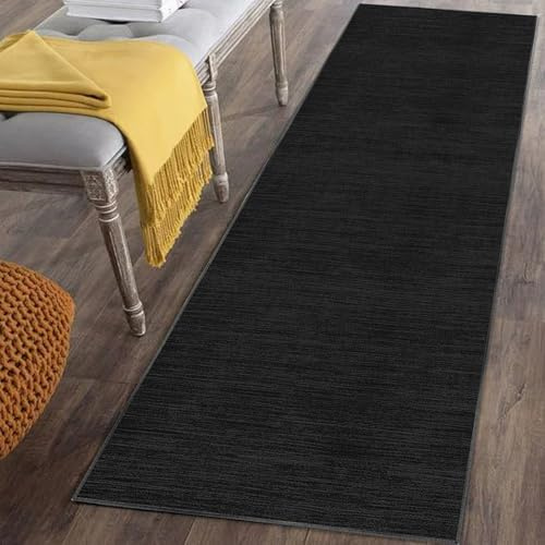 Tapis de Passage Couloir Antidérapant et Lavable 40 x 200 cm Noir Tapis de Cuisine Tapis Couloir Long Absorbant Tapis d'entrée Interieur Paillasson Tapis de Sol pour Passage Entree Chambre Buanderie