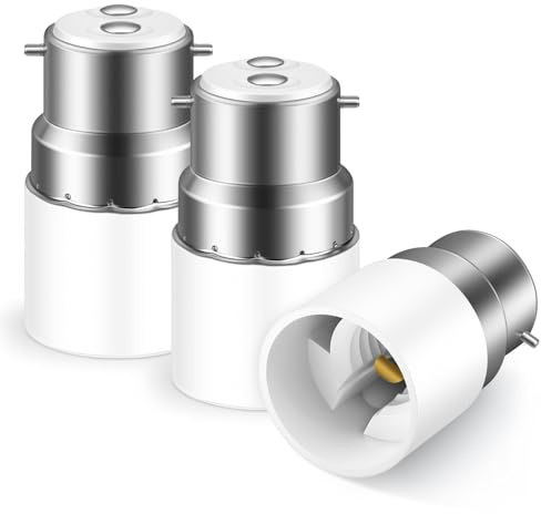 Liuyife 3 Piezas Adaptador Casquillo B22 a E14, B22 Bayoneta Convertir de Lámpara to E14 Casquillo para Bombillas LED, Halógenas y CFL