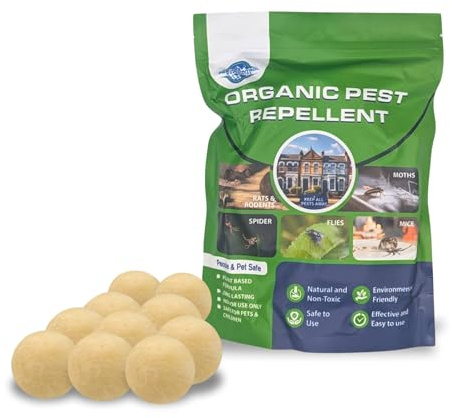 Natural Pest Repellent Balls, Non-Toxic, Organic Rat & Mice, Insect Deterrent for Home, Kitchen, Garden, Safe Reusable Pest Control Solution (Pack of 10)