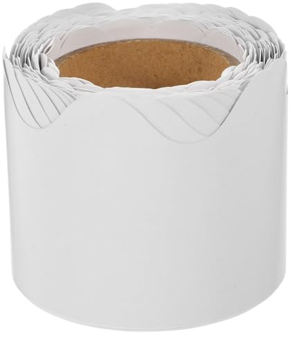 SUPVOX Papier à Bordure Festonnée Blanc 10 M pour Tableau D'affichage, Bordure Amovible Décorative pour Tableau Noir, Bulletin de Classe et Décoration Murale Scolaire, Accessoire