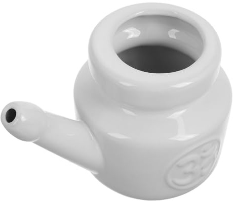 HOOWIFFY Nasal Rinse Bottle Ceramic Suitable for Yoga 350ml Sinus Wash Pot for Effective Nose Cleaning Safe and Gentle with Elegant White Ceramic Material and Seasonal Changes