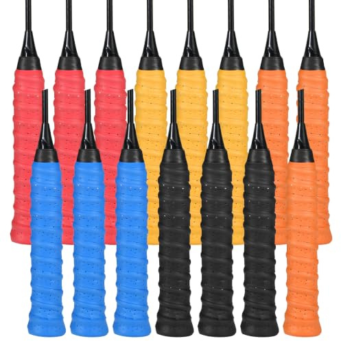 Xivicii 15 Pcs Badminton Racket Grip Tape, Anti-Slip Breathable Tennis Racquet Grip Tape for Squash