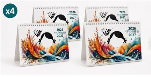 MUXOTE - Calendario de Sobremesa, Mesa y Escritorio 2026 2027, 18 Meses Julio 2026-Diciembre 2027, A5 Apaisado, Curso Escolar, Frases Bonitas, Regalo con 15 Tarjetas Emocionales Dobles por Unidad (4)