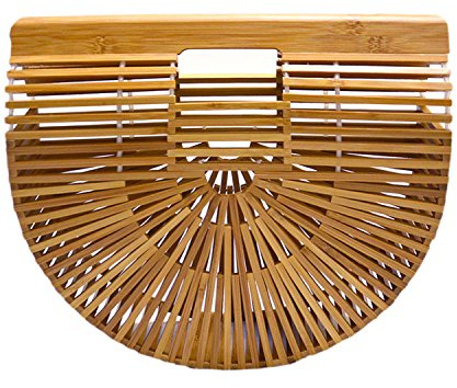 Miuco Womens Bamboo Handbag Handmade Large Tote Bag Straw Beach Bags Beach Purse Size Small