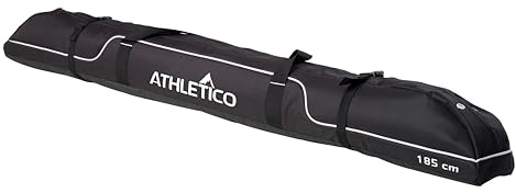 Athletico Diamond Trail Padded Ski Bag - Single Ski Travel Bag to Transport Skis (Black, 185cm)