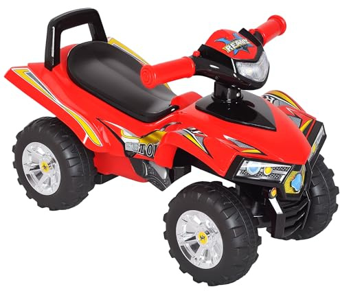 HOMCOM Barnbärare Quad 12–36 månader dim. 60 L x 38 l x 42 H cm ljus och ljudeffekter röd svart