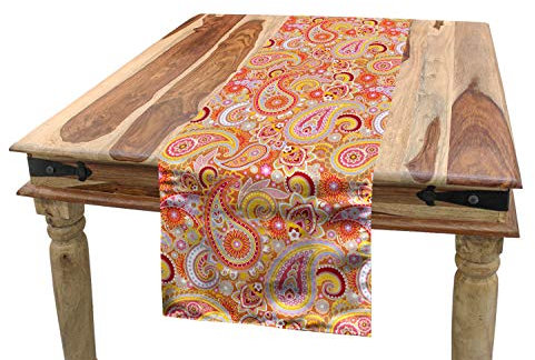 ABAKUHAUS Orange Tischläufer, Paisley, Esszimmer Küche Rechteckiger Dekorativer Tischläufer, 40 x 225 cm, Siena Tan