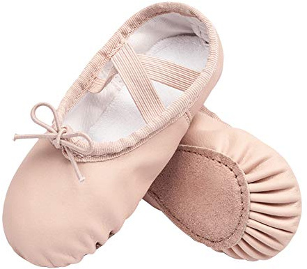 Stelle Ballet Shoes for Girls Toddler Ballet Slippers Soft Leather Boys Dance Shoes for Toddler/Little Kid/Big Kid(Ballet Pink (with Lace), 8MT)