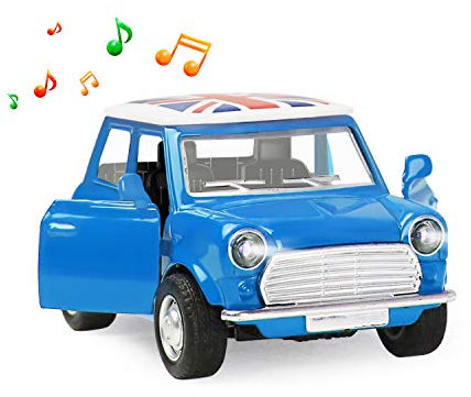 Coolplay Mini Car Toy Light-up and Musical Pull Back Classic Die Cast Car Model Educational Toys for Kids Blue