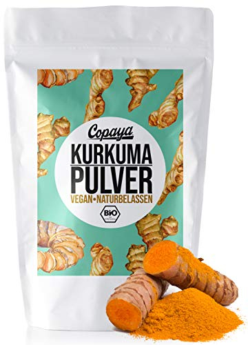 Copaya Bio Kurkuma Pulver aus Indien, für Goldene Milch, Gewürz & zum Kochen, Kurkumawurzel gemahlen 1000g