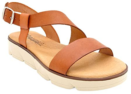 BluSandal - Sandalias de piel para mujer, con acolchado de gel, piel auténtica, cómodas, para verano, color marrón, talla 40 EU