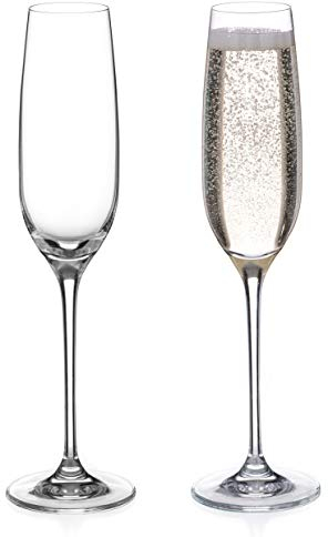 DIAMANTE Champagne Flutes Crystal Prosecco Glasses Pair - ‘Moda’ Collection Undecorated Crystal - Set of 2