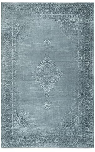 Kelim Vintage Teppich Wohnzimmer Silber 195 X 280 cm - Moderner Kurzflor Teppich - Super Soft