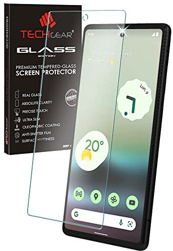 TECHGEAR Glas Schutzfolie kompatibel mit Google Pixel 6a, Displayschutz folie aus gehärtetem Glas (2.5D Runde Kante) [9H Härte] [Crystal Clarity] [Kratzfest] [No-Bubbles]