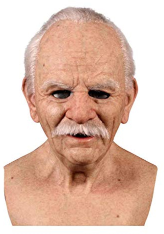EAGSTRIKY Maschera da uomo anziano, realistica, in lattice, spaventosa, maschera umana a testa intera, per feste, cosplay, realistica, maschera di Halloween, per adulti, maschera divertente (B)