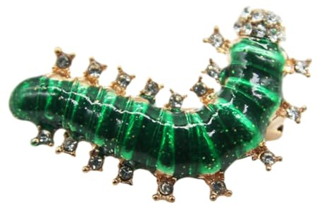 spilla bigiotteria Spilla bruco gocciolante olio spilla animale insetto spilla di diamanti verde
