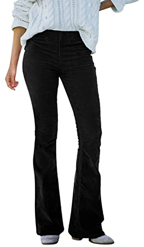 Manchesterbyxor dam, utsvängda byxor, bootcut, hög midja, utsvängda byxor, dam, svart, smal passform, långa manchesterbyxor, raka ben, vida byxor, stretch, boyfriend, fritidsbyxor, skinny byxor