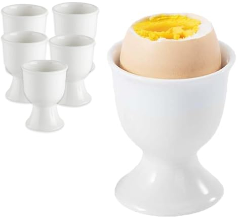 Portauovo in Porcellana, Set di 6 Portauovo in Porcellana Bianca, Portauovo Classico in Porcellana Bianca, 7 x 5,2 cm in Porcellana Bianca, Uova Sode e Alla Coque per Buffet o Colazioni in Famiglia