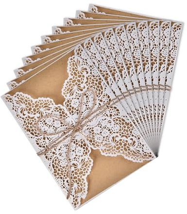 Semazz Carte di Invito a Nozze,10 Pack Vintage Invitation Card Romantico Matrimonio Retrò Taglio Laser con Fogli Interni,Carta Kraft Bianca Busta per Compleanno Anniversario Natale Festa