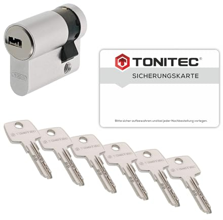 ToniTec Zylinderschloss TEC440 by ABUS Schließzylinder gleichschließend als Halbzylinder 10/30 mm mit Codecard