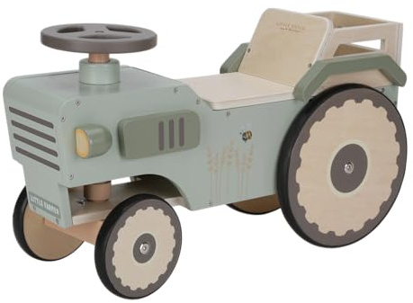 Little Dutch Traktor Rutschfahrzeug mit Lenkrad Holz Kinder Laufrad grün - Little Farm