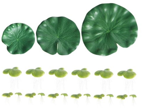 PAMINGONO 21 Stücke Blätter Aquarium Decor Emulierte Teich Schwimmende Pflanze Realistische Blätter Dekorative Für Garten Brunnen
