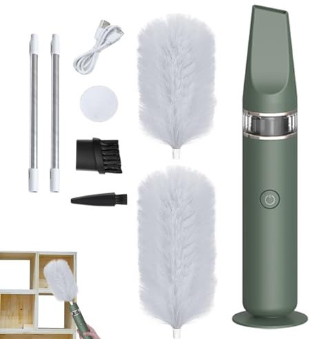 Plumero giratorio | Plumero eléctrico ajustable con rotación automática de 360° | Accesorios de limpieza eficientes para el hogar y | Cepillo giratorio para quitar el polvo rápida y fácilmente.