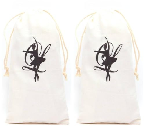 Lot de 2 sacs de rangement avec cordon de serrage pour chaussures de ballet, sacs de rangement pour chaussures de danse, sacs de pointe de ballet, sacs à cordon de serrage (blanc), blanc, 13x27cm,