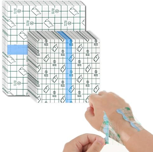 NHQZ Set di 30 Fogli Cerotti Trasparenti Impermeabili,Pellicola Per Tatuaggi 8 x 8 CM e 10 x 15 CM,Cerotti Elastici di Fissaggio,per Doccia,Pellicola per Tatuaggi,Protezione Delle Ferite