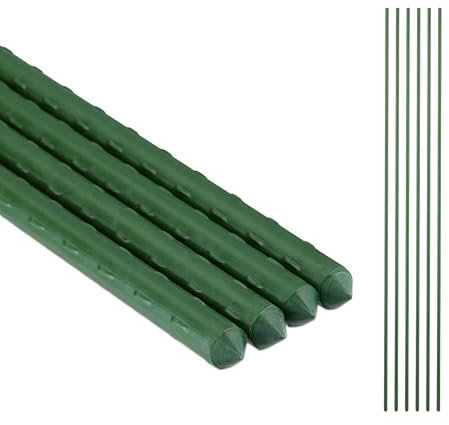 Relaxdays Bastoni per Piante in Vaso, Set 10, 100 cm, Ø 10mm, Acciaio Plastificato, Supporto Piantine Rampicanti, Verde, Plastica