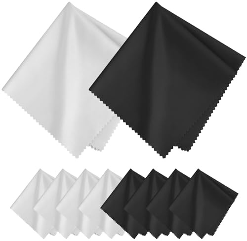 AiQInu Chiffon Lunettes 20x20 cm pour Microfibre, Écrans et Surfaces Sensibles, Nettoyage Efficace sans Rayures, Lavable Réutilisable pour Nettoyer Lunettes,Caméras,Tablettes Noir&Champagne 10 PCS