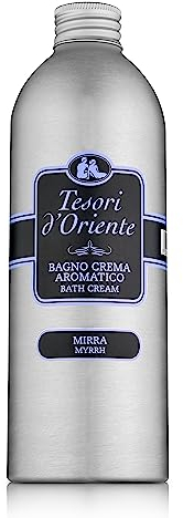Tesori d'Oriente - Bagno Crema Mirra, Bagnoschiuma dalle Note Ambrate e Rinfrescanti, con Oli Essenziali, Deterge Dolcemente la Pelle e Dona Benessere, 500ml
