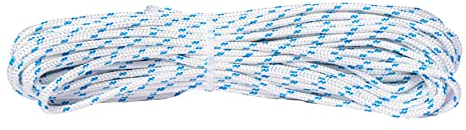 Corda mare, Treccia Multiuso in poliestere Alta Tenacita, diametro 6mm, 10m - Colore Bianco lucido con segnalino Azzurro - Made in Italy - Antica Corderia Marra ®