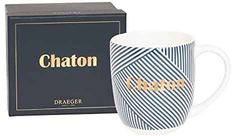 DRAEGER PARIS - Mug en Céramique - Bleu - Chaton - Idée cadeau Ami, Famille, Saint-Valentin, Anniversaire - Humour, Amour, Amitié - 320 ml - Avec Boîte Cadeau