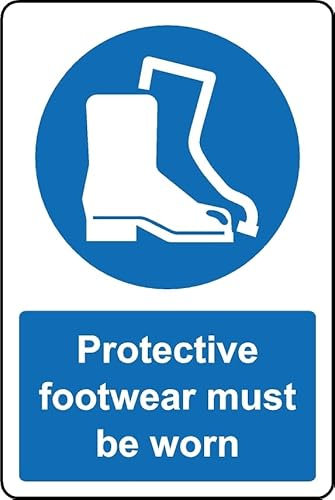 Protective Footwear Must be Worn Safety Sign - Self Adhesive Sticker (200mm x 150mm)