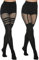 MANZI Netzstrumpfhosen Damen Schwarz Blickdichte Overknee Strümpfe Fischnetz Strumpfhose mit Muster 2 Paar,Suspender+Striped