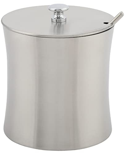 YUMILI zuccheriera, barattolo per spezie, spargizucchero in acciaio inox, contenitore per zucchero in acciaio inox da 400 ml con cucchiaio per spezie, sale, pepe e spezie con coperchio e cucchiaio