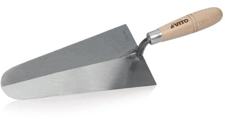 VITO - Truelle de maçon Portugaise forgée Ronde 220mm Acier trempé Manche en bois