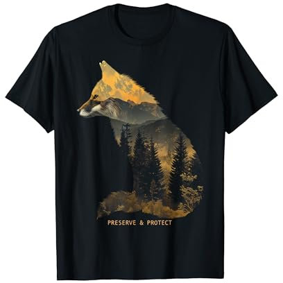 Fuchs Protect Preserve Wandern Camping Jäger Outdoor Natur T-Shirt