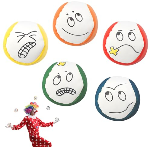 BRISKORE Jonglierbälle für Anfänger, 5 Stück Jonglierballe Kinder Set Kreative Lustige Pädagogische Jonglierbälle zum Ballspielen, Juggling Balls Jonglieren für Kinder & Erwachsene, Langlebig & Weich