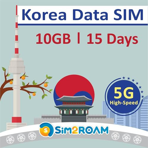 Datos de Corea Solamente Tarjeta SIM 15 Días |10GB de Datos de Internet 5G/4G LTE|Datos de Prueba Gratis 100 MB/1 día en el Europa|Tarjeta SIM de Viaje |Tarjeta SIM Prepago|SIN número de teléfono