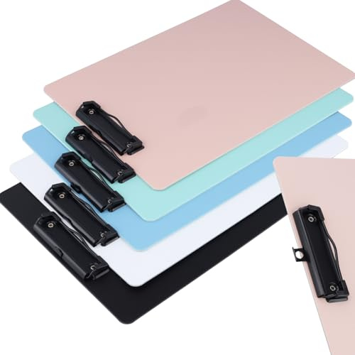 TAICHEUT 10 tavolette portablocco A4, 5 colori spessi, con clip, 31,5 x 22,5 cm, cartelline in plastica per bloccare, fissare documenti, carta
