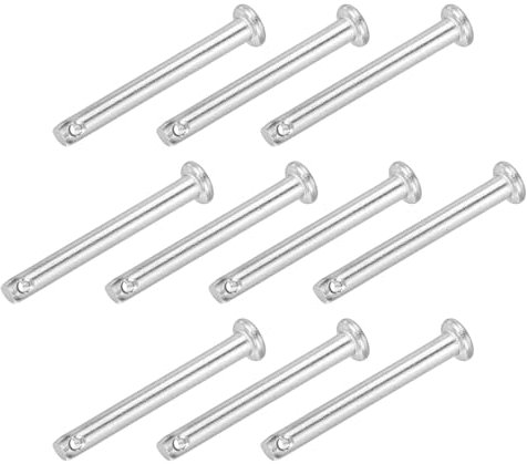 sourcing map 10Pcs 4mmx35mm Single Hole Clevis Pins, 304 Stainless Steel Flat Head Single Hole Clevis Pins for Mechanics Repair, Furniture Installation, Industrial Equipment, DIY (Silver)