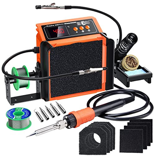 Lötstation, Preciva 200~480°C Lötkolben Set mit Lötrauchabsorber inkl. 2 aufsteckbaren helfenden Händen mit flexiblen Lötarmen Abzugsventilator Aktivkohlefilter